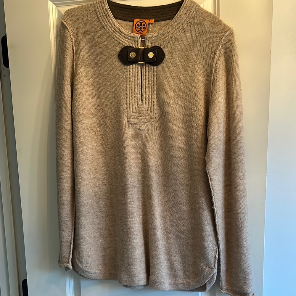 Tory Burch Beige Sweater with Button Detail
